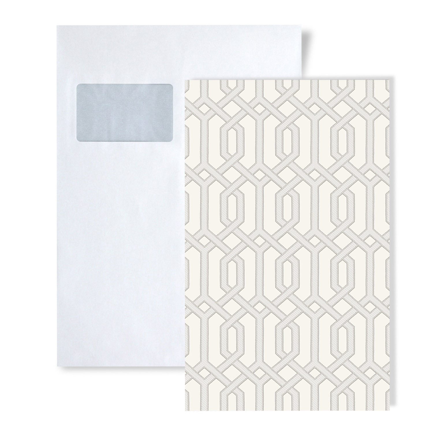 Profhome Prägetapete, Metall-Effekte, grafisch, ornamental, (1 Musterblatt, ca. A5-A4), weiß, creme-weiß, silber