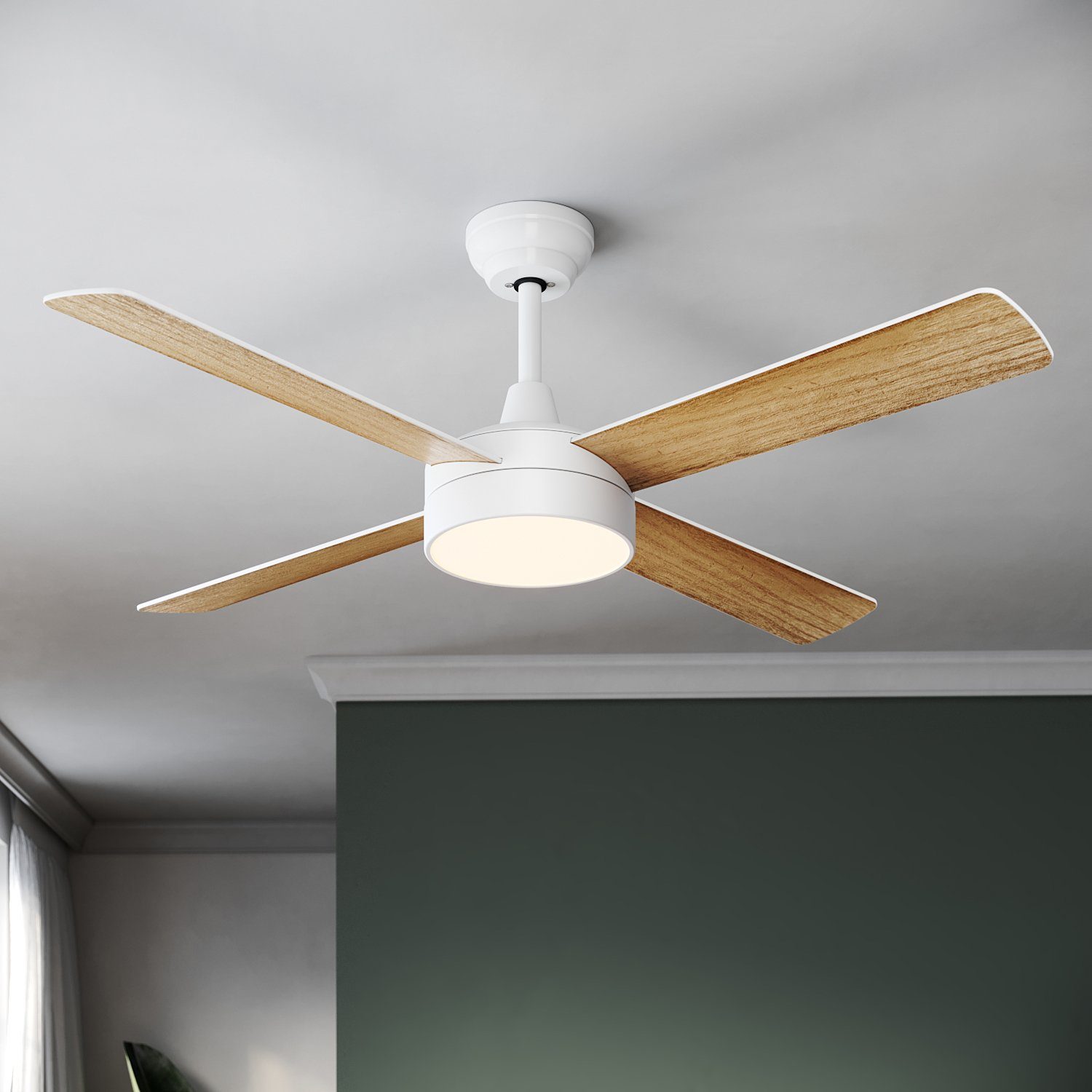 mit Licht mit Deckenventilator LED Beleuchtung, Flügel weiß 3 Ø132cm Leistungsstufen 4 Farbe SONNI 3 Fernbedienung