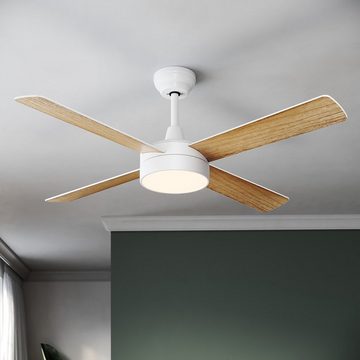 SONNI Deckenventilator weiß Ø132cm mit LED Licht Fernbedienung mit Beleuchtung, 3 Farbe 4 Flügel 3 Leistungsstufen