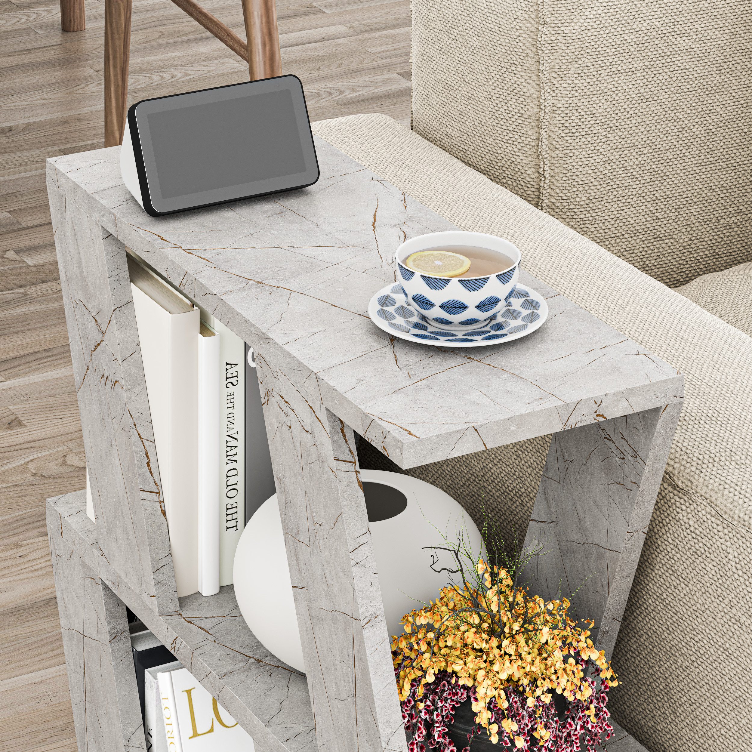 Decortie Beistelltisch Lazena, Modern Beistelltisch, Seite Ende Couchtisch, 60 x 21,2 x 55,4 cm