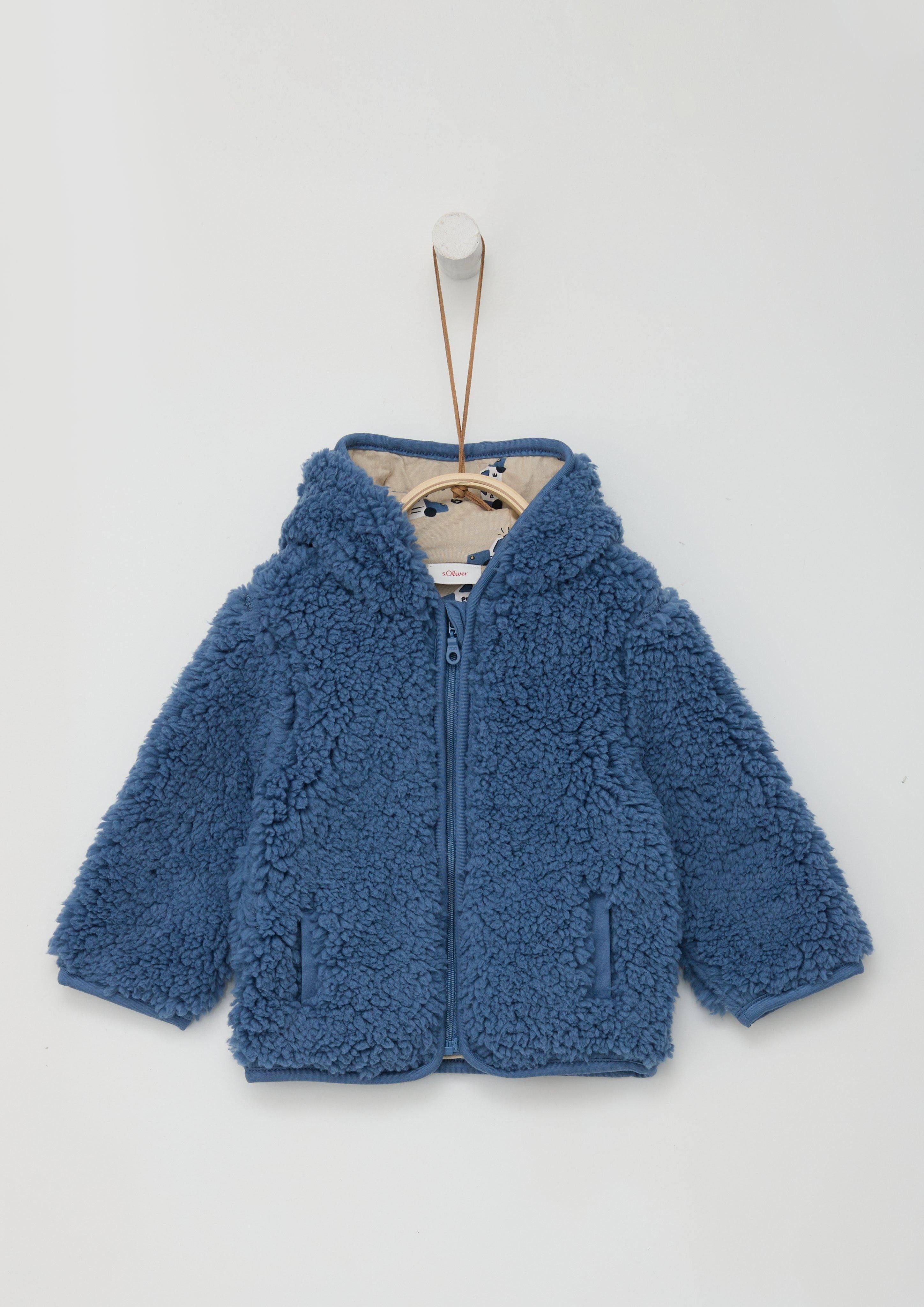 s.Oliver Outdoorjacke Teddyplüsch-Jacke mit Öhrchen und bedrucktem Futter Schmuck-Detail