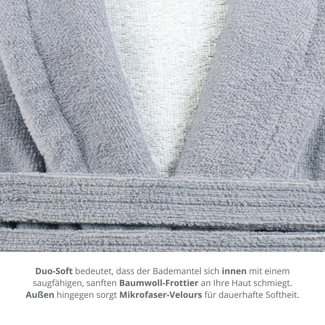 liebling Bademantel Rom, Baumwolle, Polyester-Mikrofaser, zwei aufgesetzte Taschen, Schalkragen, Bindegürtel, aus saugfähigem, sanftem Baumwoll-Frottier, hautsympathisch, weich