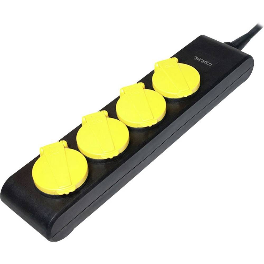LogiLink Gartensteckdose Schutzkontakt Steckdosenleiste 4-fach mit Klappdeckel LPS212
