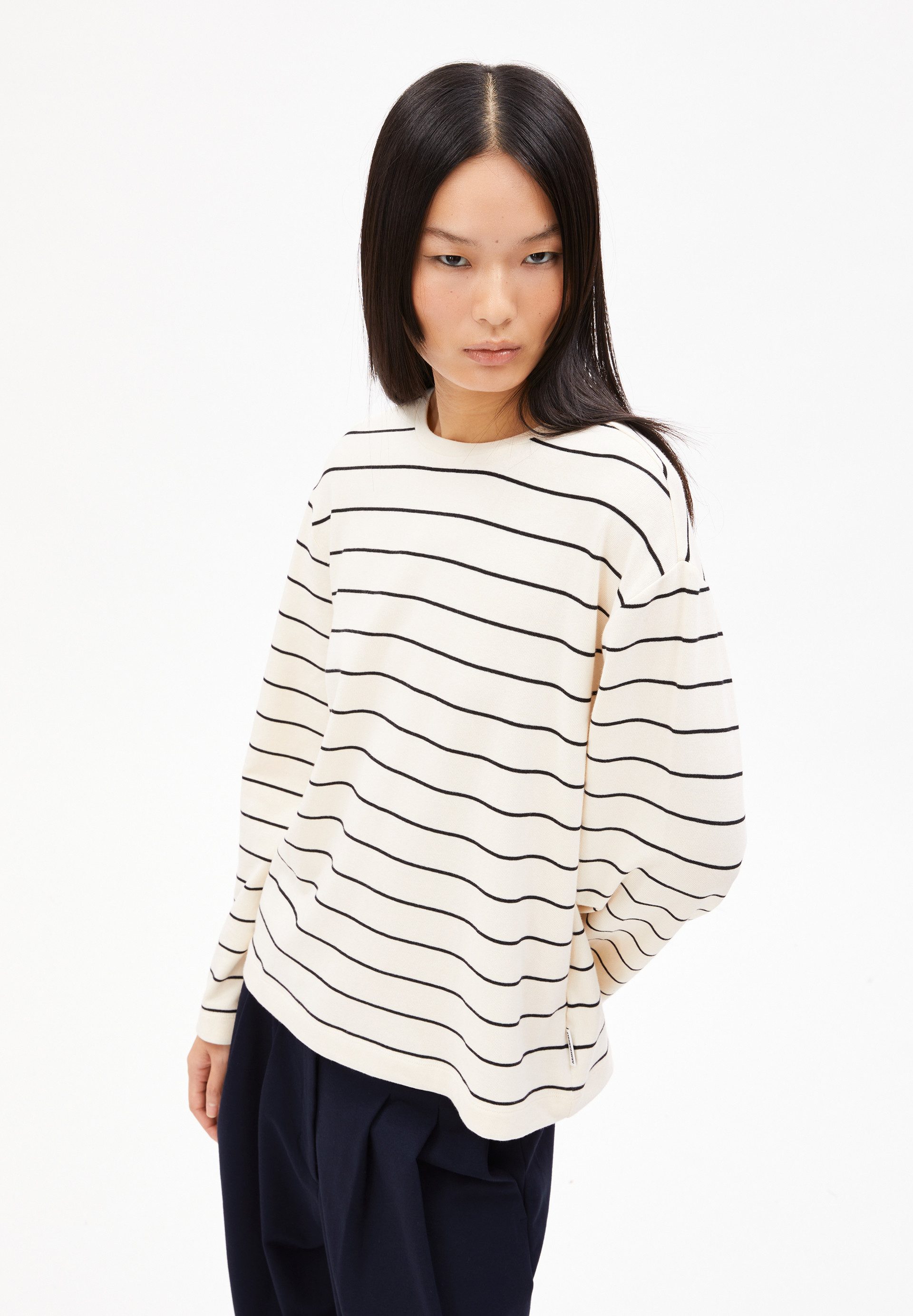Armedangels Longsleeve MARYNAA FINE STRIPE Loose Fit