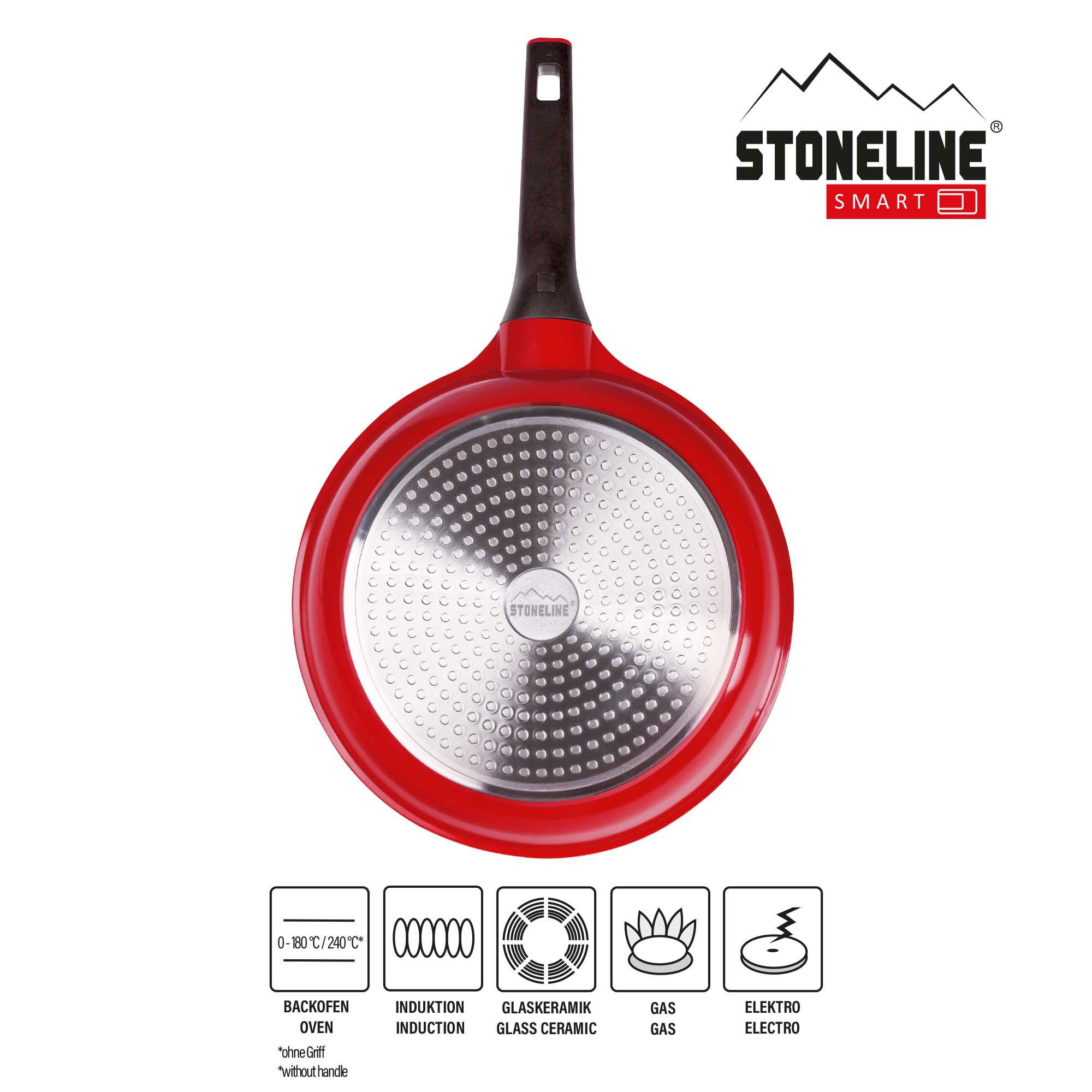 STONELINE Bratpfanne Imagination PLUS 28 cm, rot, abnehmbarer Griff, Induktion, Aluminium (1-tlg)