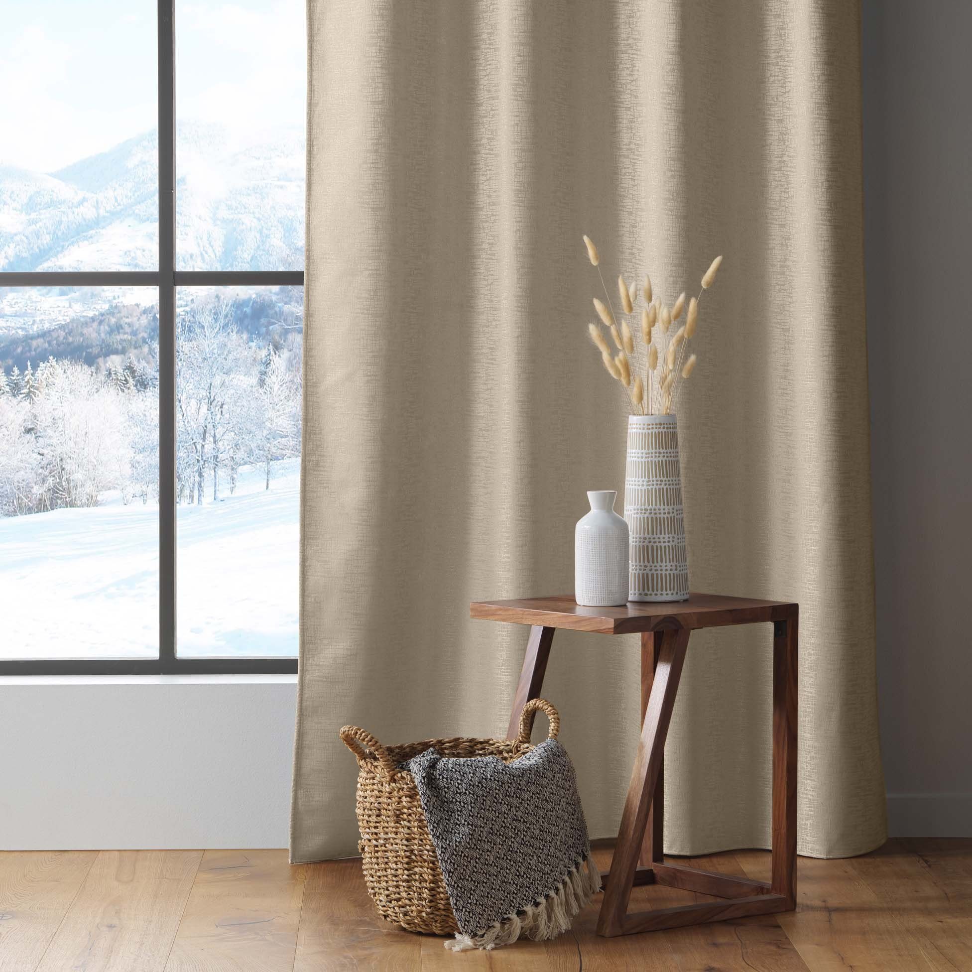 Verdunkelung blickdicht, Vorhang, Ösen, dynamic24, 140x260cm Thermo Vorhang beige blickdicht Schallschutz