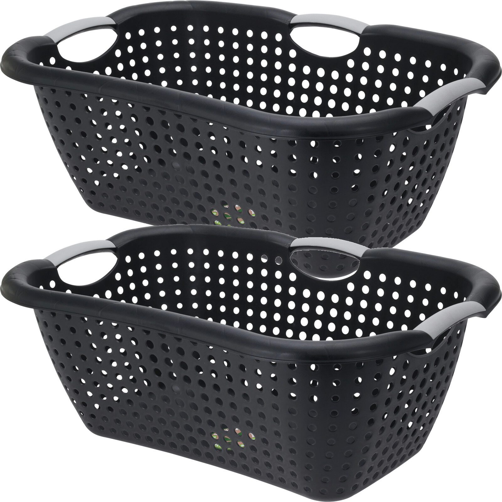 Koopman Wäschekorb Wäschebehäler 26 L Schwarz 2 Henkel 2 er Set (2 St), 2 S günstig online kaufen