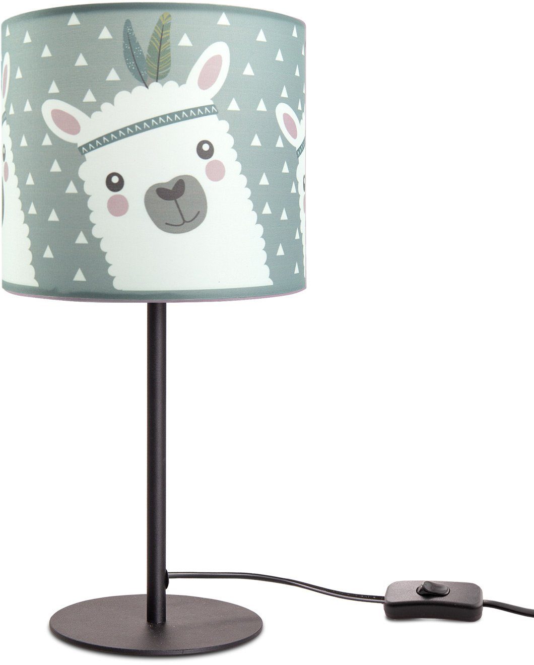 Paco Home Tischleuchte Ela Kinderzimmer Kinderlampe E14 Lampe 214, LED Mit Lama-Motiv, ohne Tischleuchte Leuchtmittel