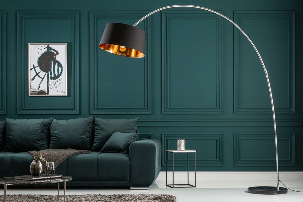 gold, 215cm · Leuchtmittel, · ohne riess-ambiente / Design Metall Bogenlampe Wohnzimmer FORMA verstellbar schwarz · Modern
