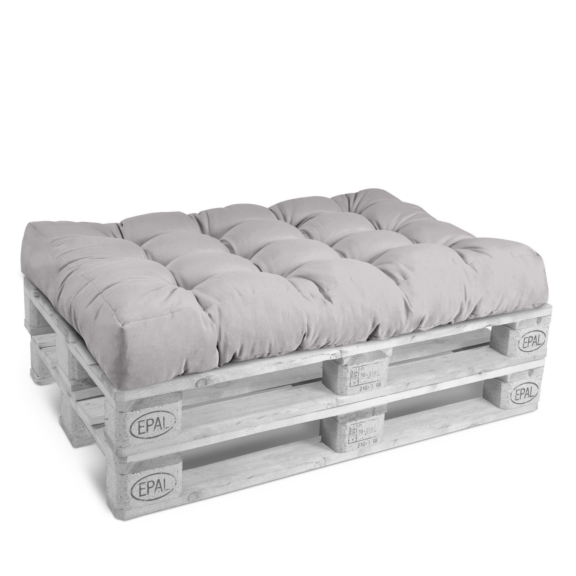 Beautissu Palettenkissen Sitzkissen Palettenkissen Outdoor Eco Style, 120x80cm, Hellgrau, 120x80 cm – Gepolsterte Auflagen für Paletten Palettensofa