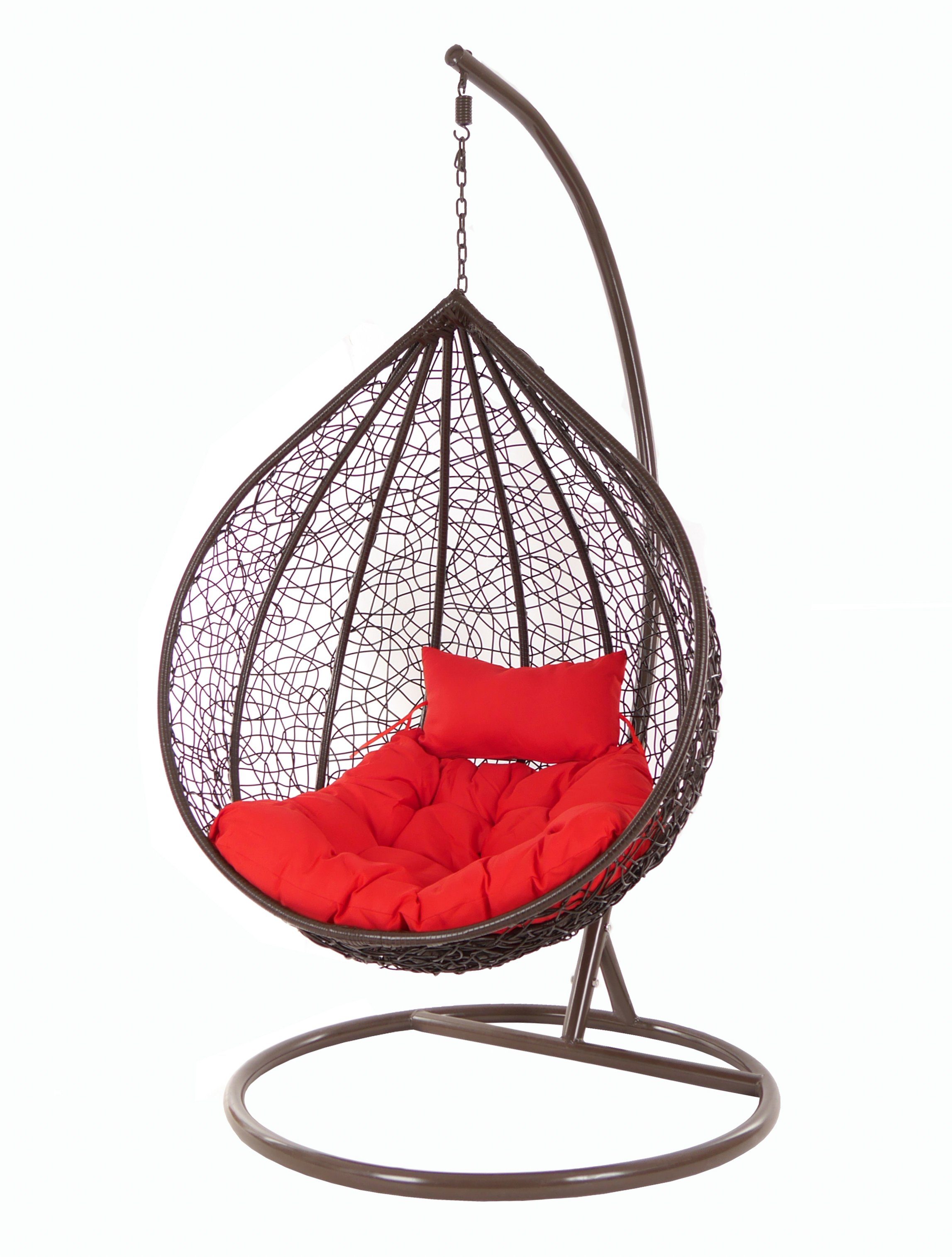 Chair, Kissen, Hängesessel MANACOR und (3050 Swing scarlet) mit darkbrown, dunkelbraun, KIDEO Loungemöbel Hängesessel rot Gestell Hängesessel