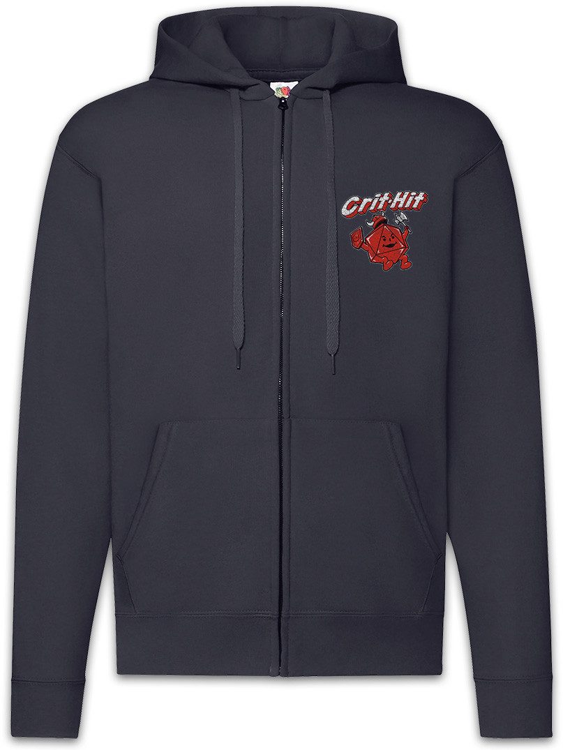 Sweatjacke Crit-Hit Zipper Hoodie Geek Nerd Ohren Gamer Fun Games RPG Dungeons