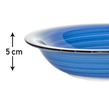 astor24 Suppenteller 6 x Suppenteller 21 cm blau, (6 St), hochwertiges Geschirr in PREMIUM Qualität