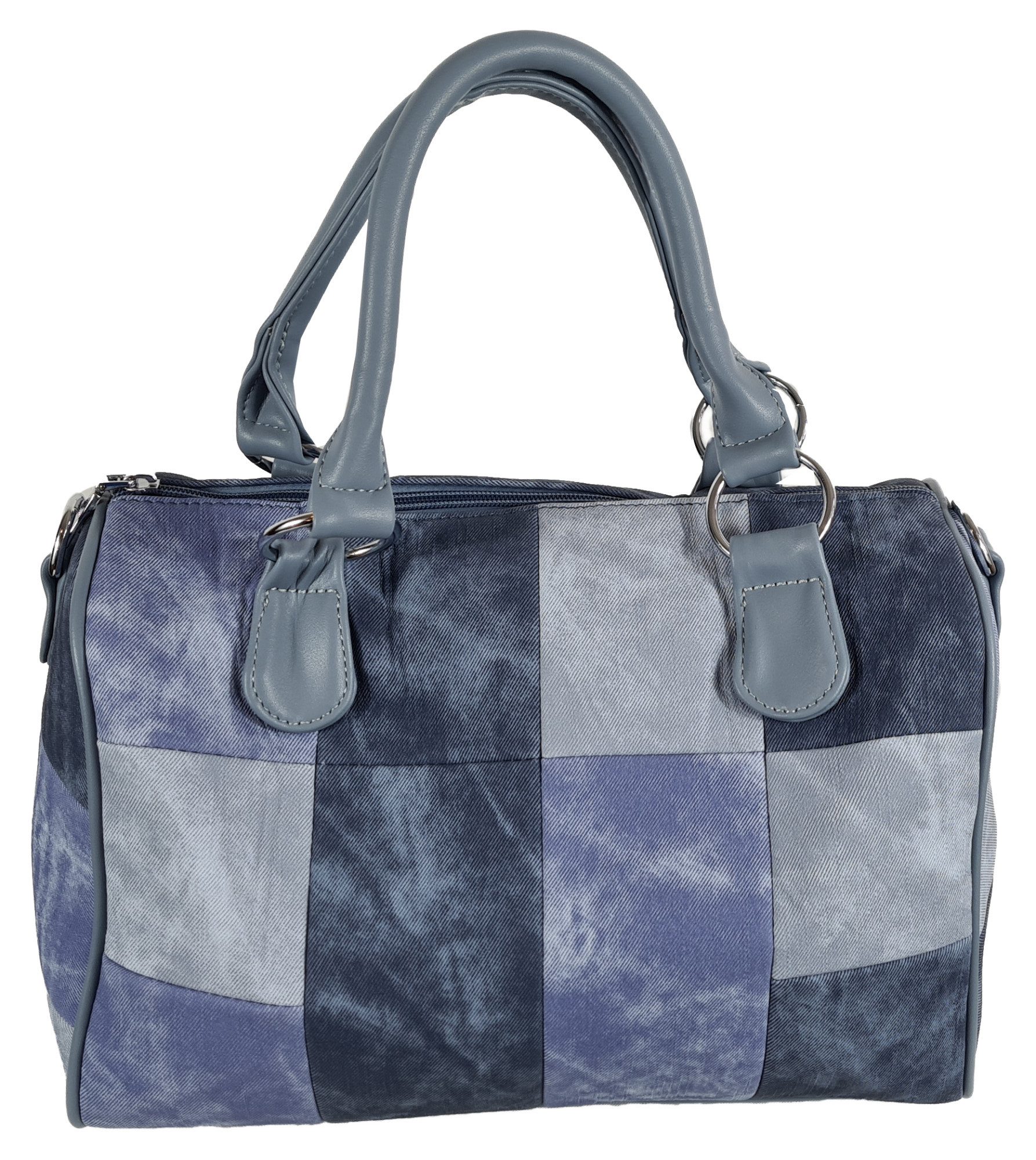 Einkaufszauber Schultertasche Handtasche Bowlingbag Jeans, Jeansstoff günstig online kaufen