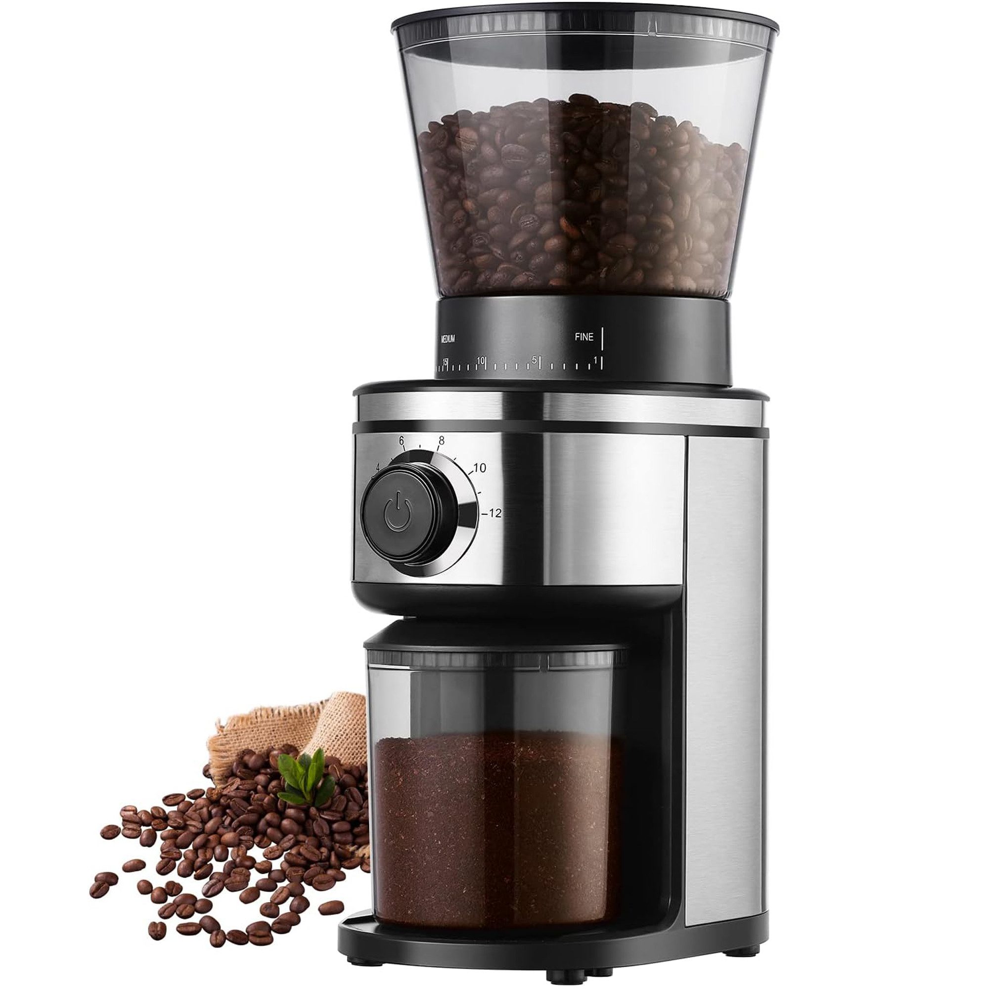 Ollygrin Kaffeemühle Ollygrin Elektrisch Kaffeemühle,30 Mahlstufen Siebträger,Antistatisch, 150 W, konischer Fräser, 300 g Bohnenbehälter, Langlebiger konischer Fräser