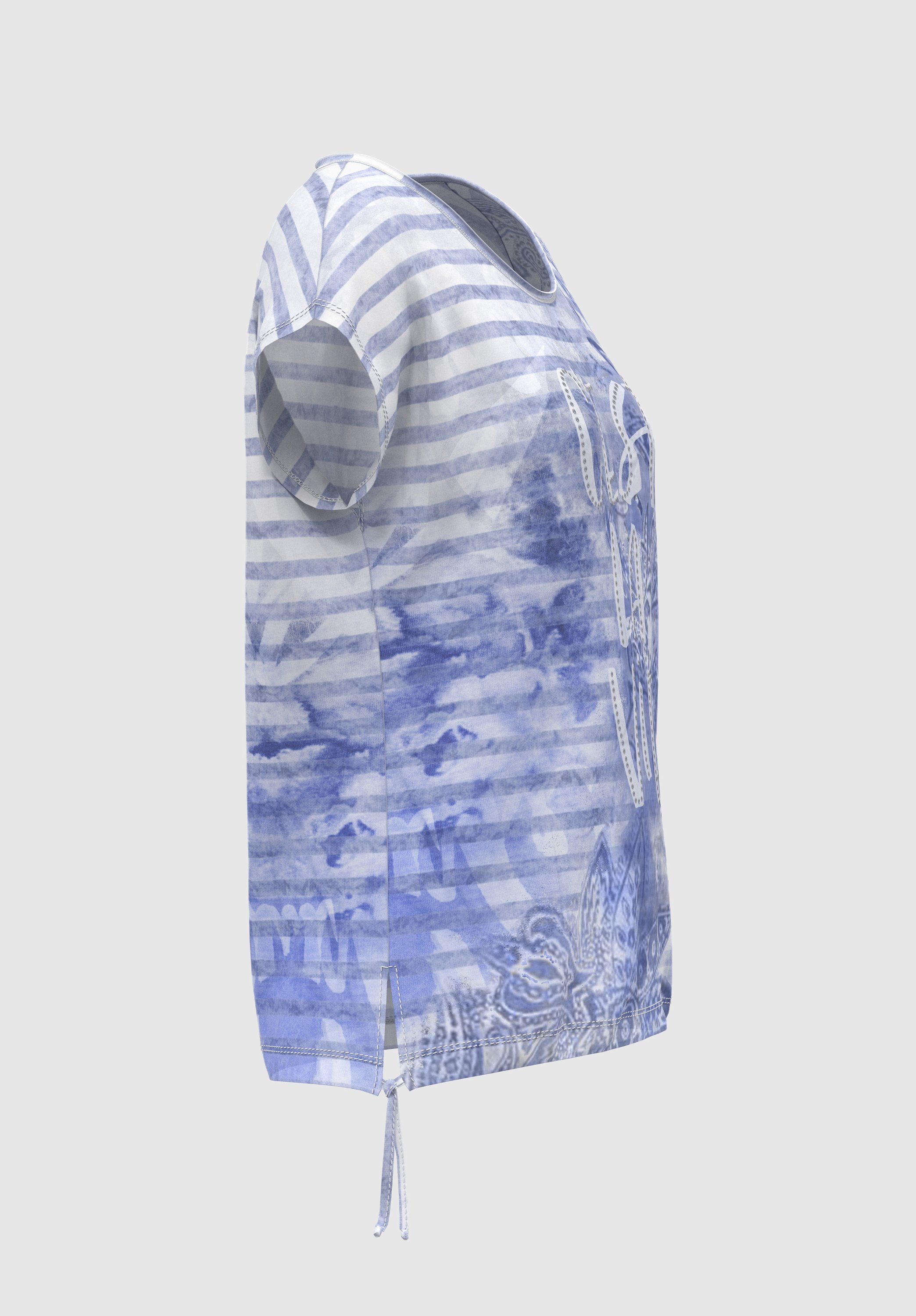 JULIE Print-Shirt floralem Streifenshirt mit Nietendetail Print bianca und