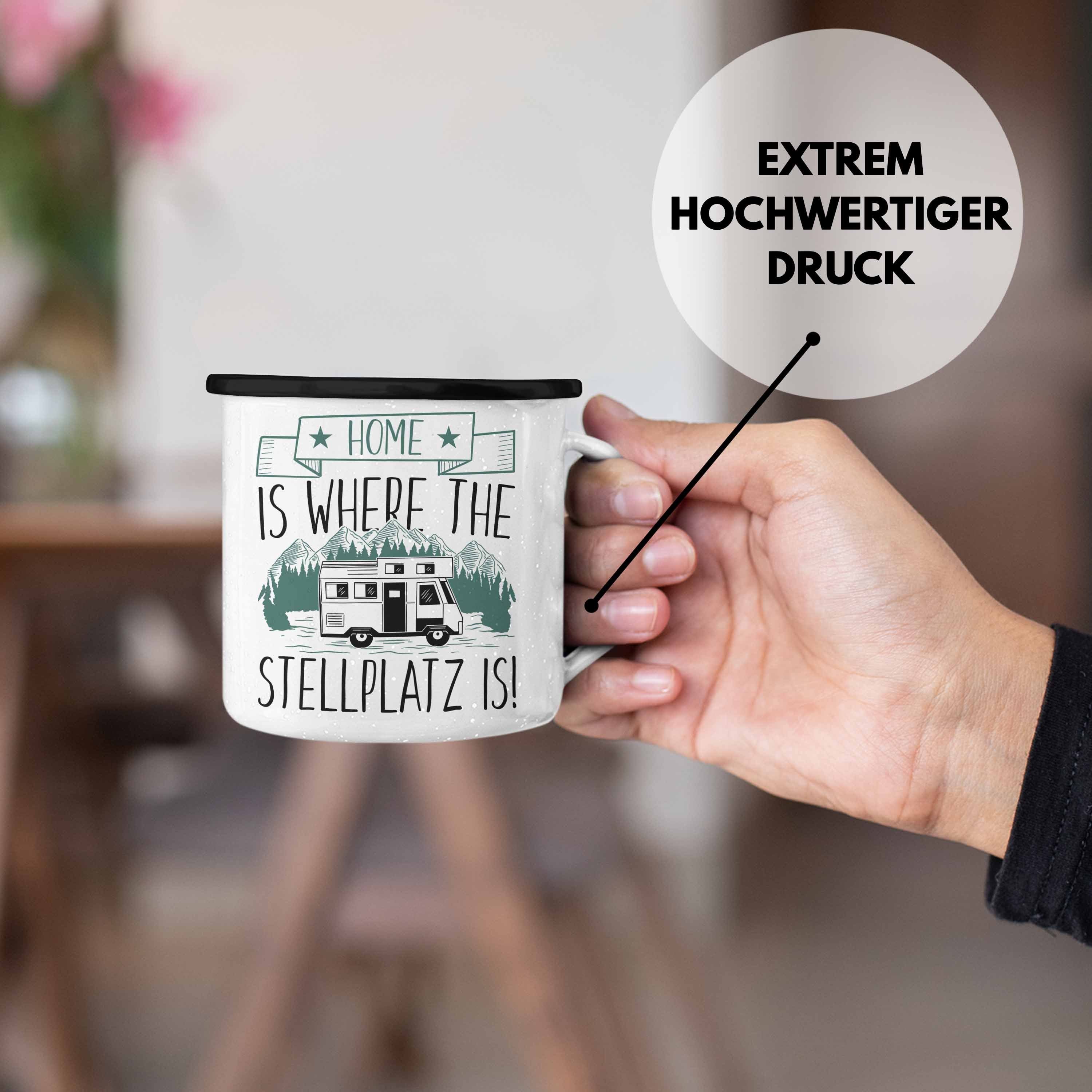 Tasse Wohnmobilfahrer Home Trendation Schwarz Geschenk Lustig Emaille Stellplatz Is - The Is Trendation Where Camper Wohnmobil Thermotasse Geschenkidee