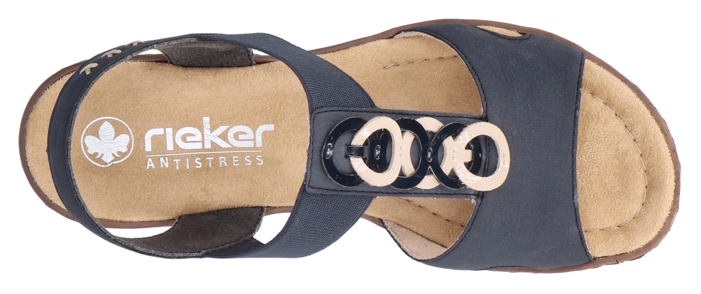 Rieker Keilsandalette Sommerschuh, Sandale, Plateausandale mit Gummizug für guten Sitz