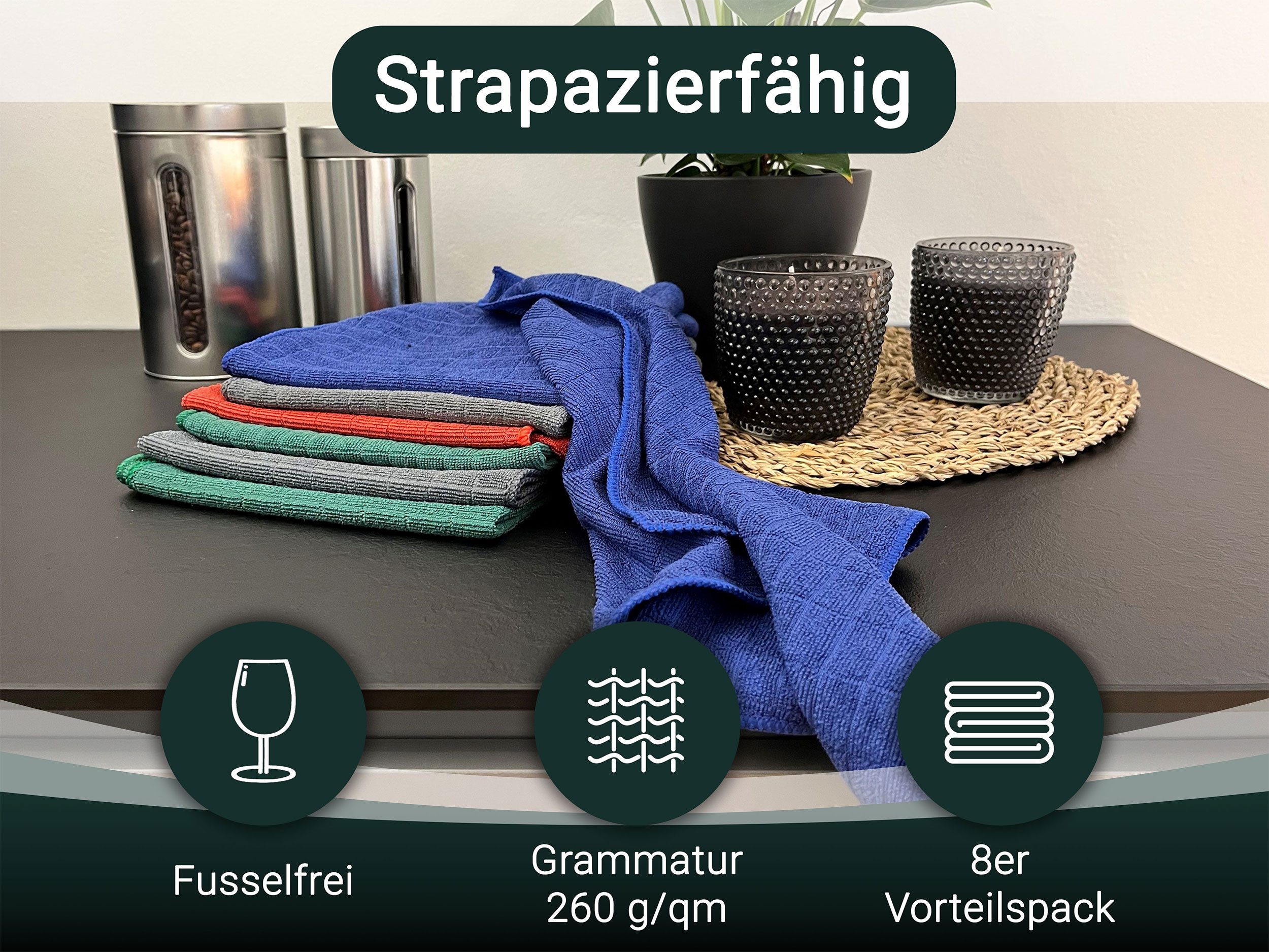 ZOLLNER Geschirrtuch, (Spar-Set, 8-tlg), 50 x 60 cm, 80% Polyester, 20% Polyamid, vom Hotelwäschespezialisten