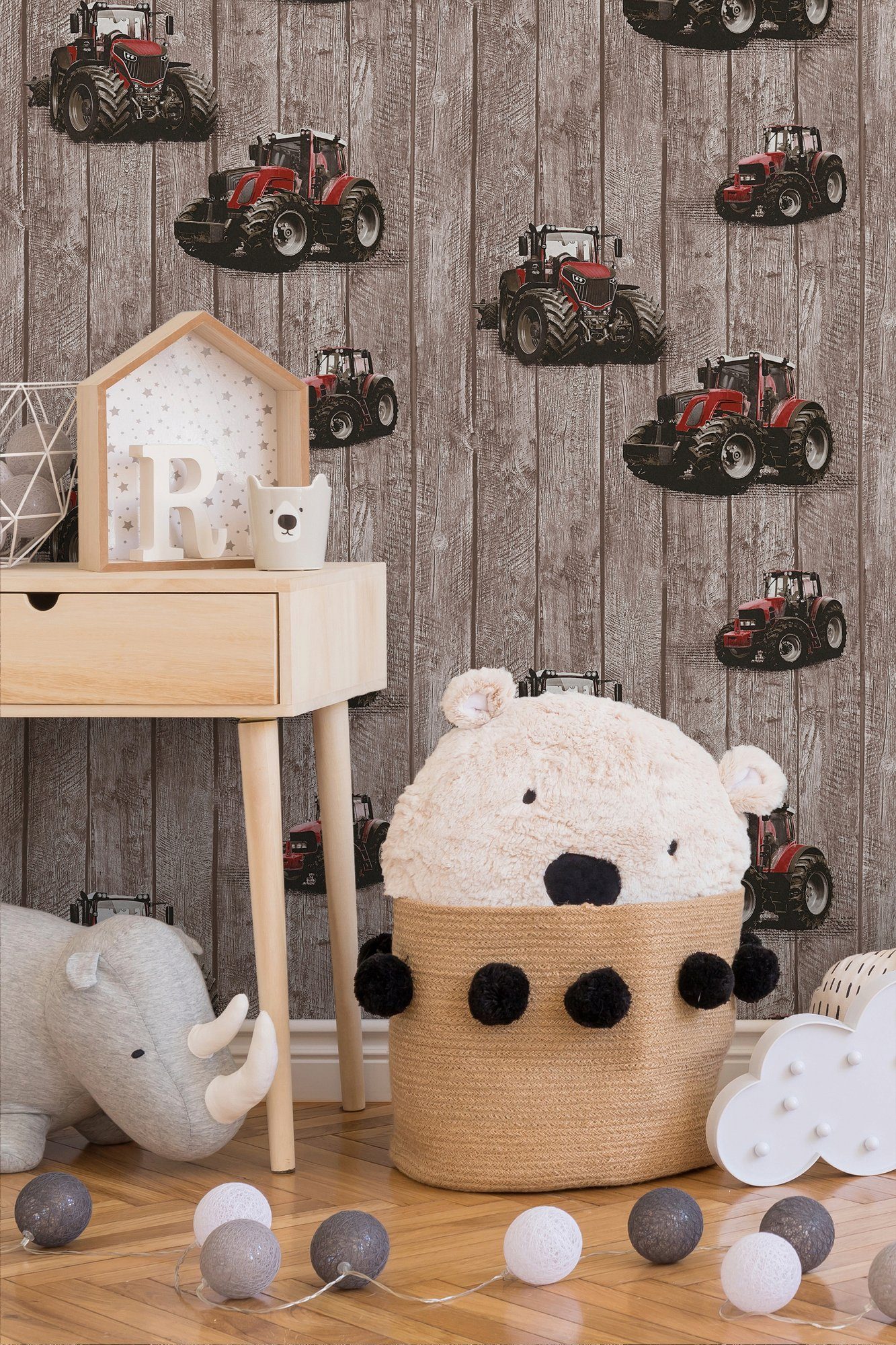 Little Kinderzimmertapete Tapete Stars, Vliestapete braun/rot Holz, living glatt, Holzoptik walls