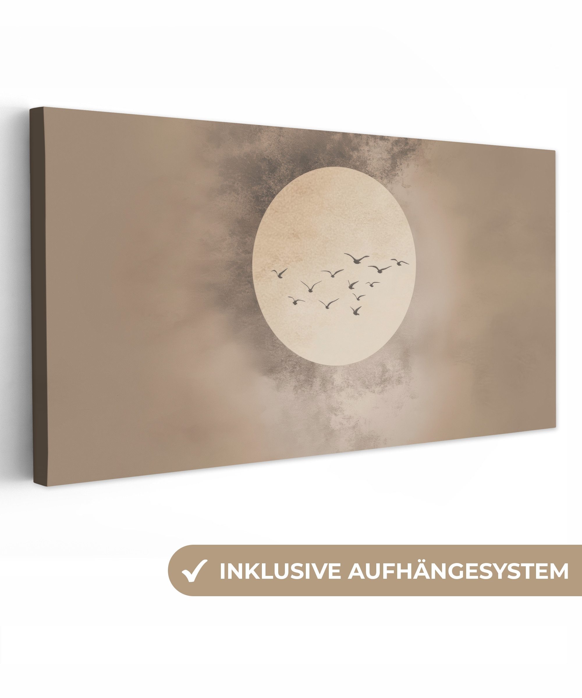 OneMillionCanvasses® Leinwandbild Panorama Vogel - Beige günstig online kaufen