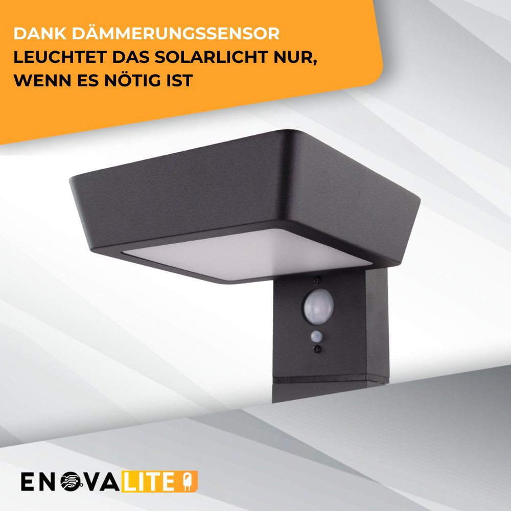 ENOVALITE LED Solarleuchte ENOVALITE Solar-Wegeleuchte 300lm 3000K Warmweiß Pollerleuchte Schwarz, LED fest integriert, Warmweiß