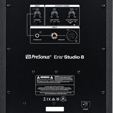 Presonus Eris Studio 8 mit Eris Sub 8 BT Subwoofer Lautsprecher (Bluetooth, 140 W, mit Klinkenkabel)