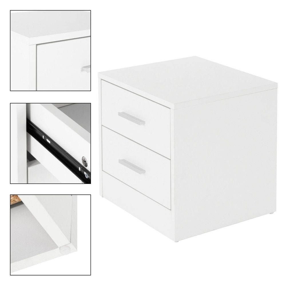 ML-DESIGN Nachttisch Beistelltisch aus Holz mit Alu Griffe, für Schlaffzimmer oder Büro (1-St), Nachtschrank Nachtkonsole Schrank Kommode Nachtkommode Weiß