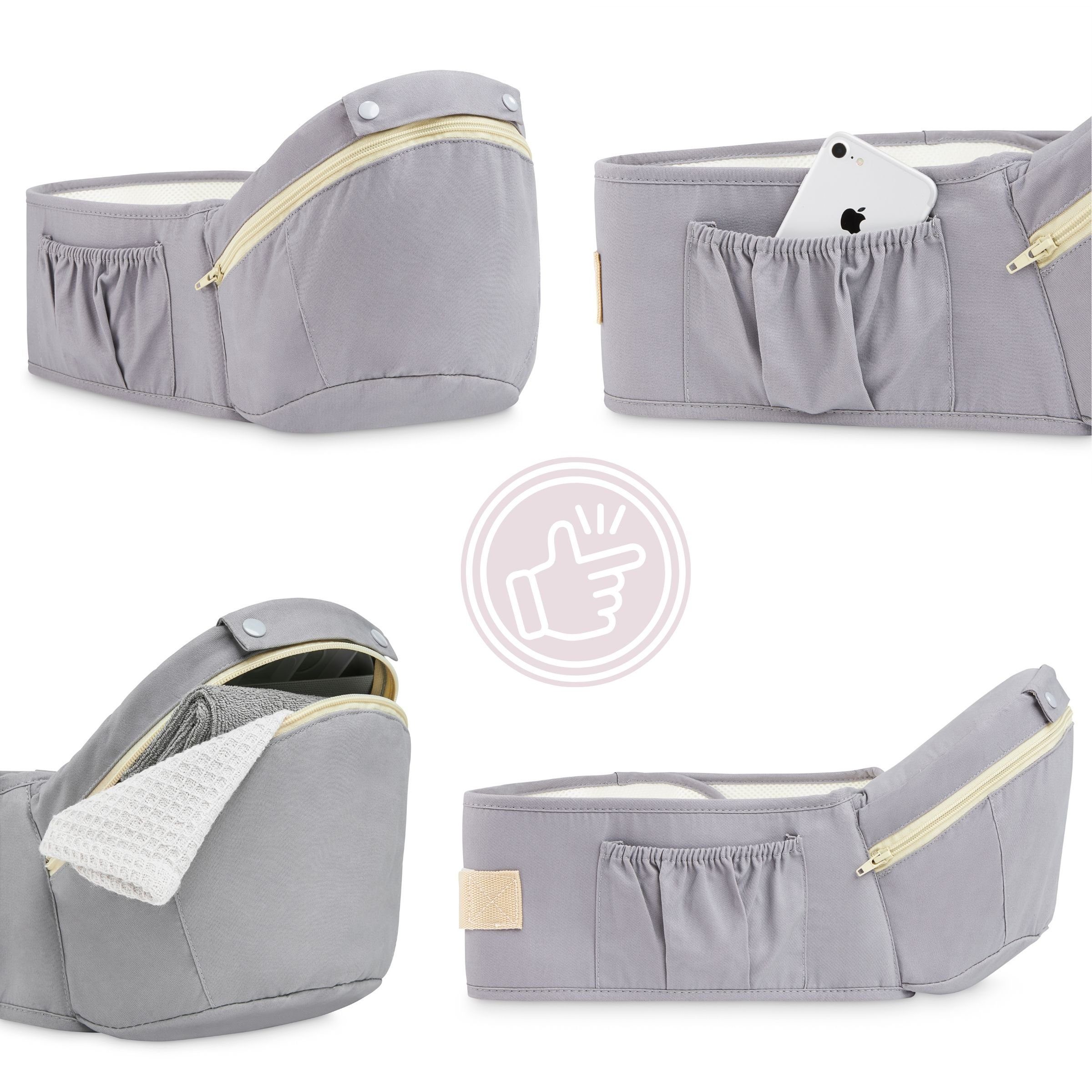 Moby-System Babytrage Ergonomische Babytrage - AMY 10in1 - 0-36 Monate, grau – Bild 4 von 5