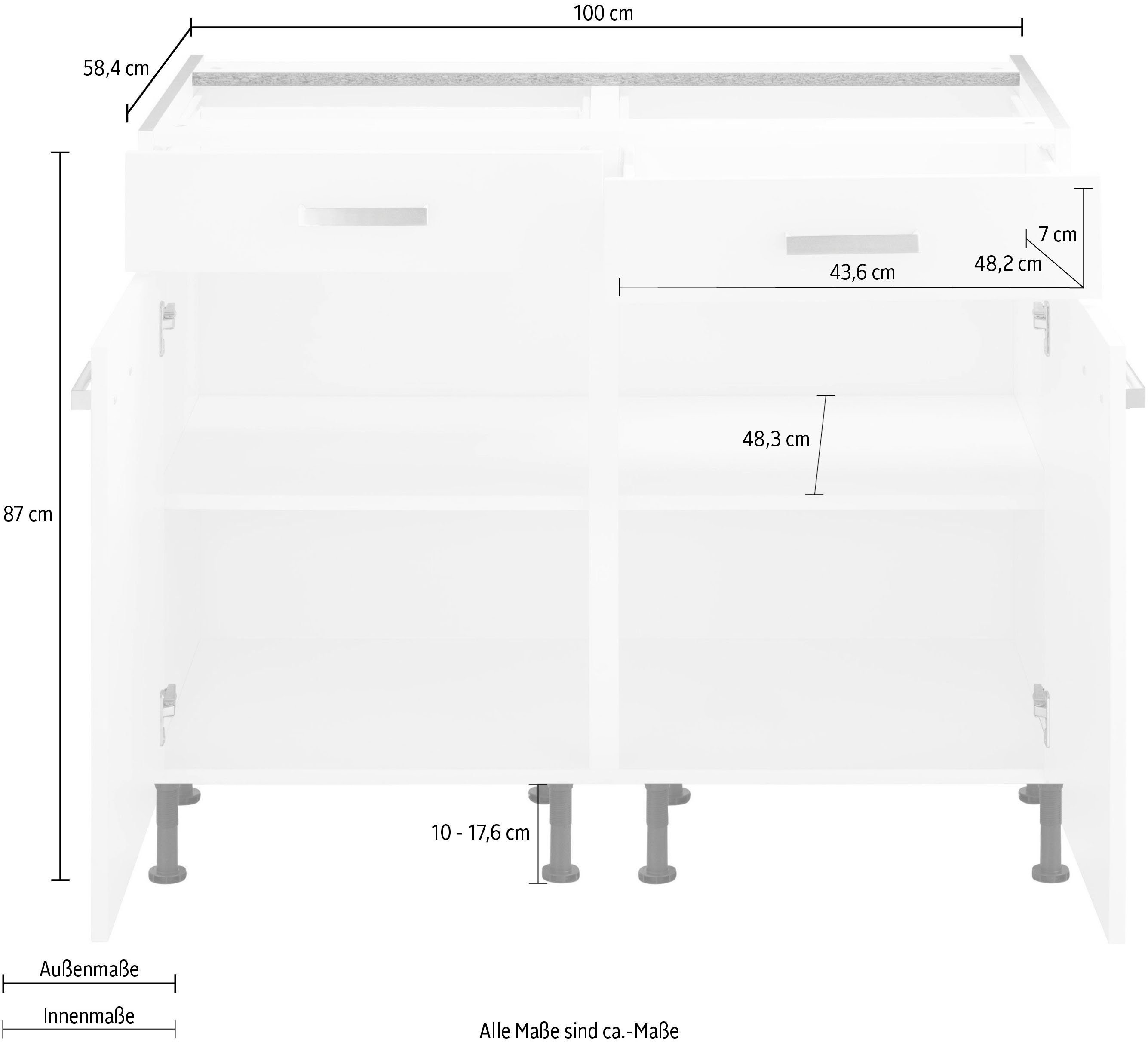 anthrazit Breite cm OPTIFIT | 100 Unterschrank anthrazit Parma