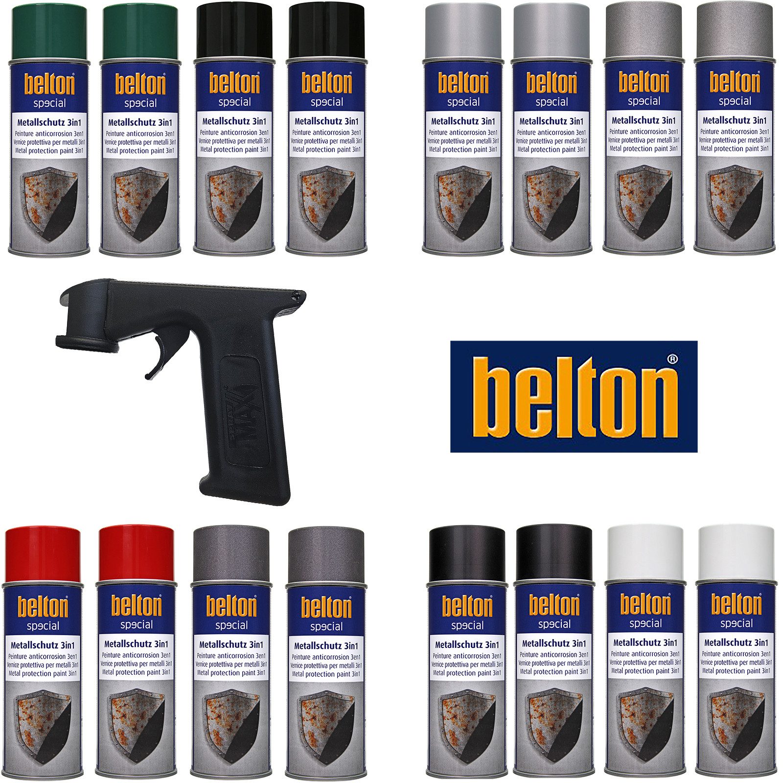 ECI Tools Metallschutzlack 2x Belton Metallschutzlack 3in1 400 ml incl. Handgriff, Farbiger Decklack
