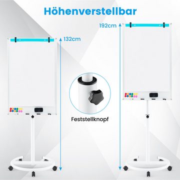 COSTWAY Magnettafel, mit Markern & Radierer, höhenverstellbar bis 192cm