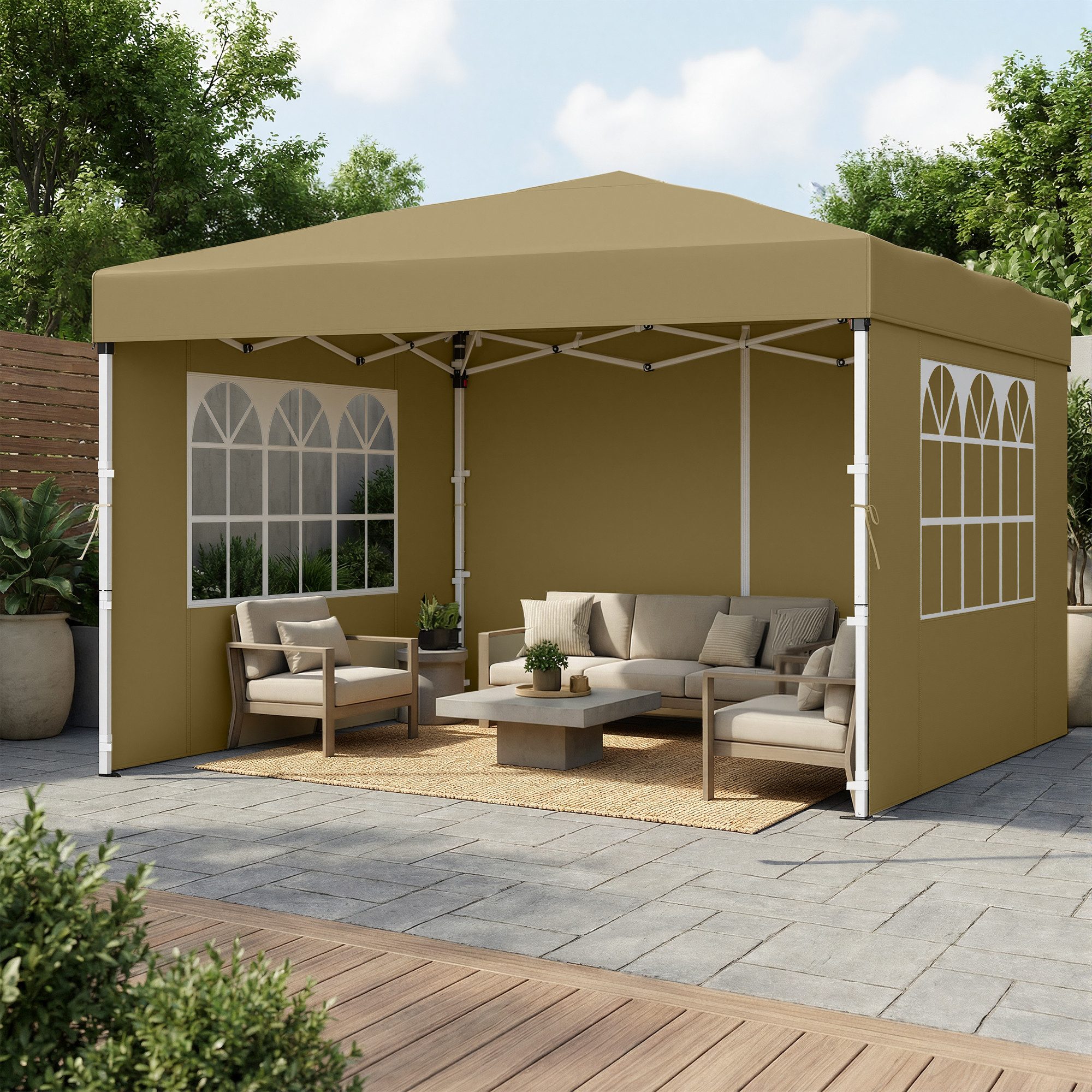 SONGMICS Pavillon 3m/6m x 3m Pavillon mit 4 Seitenteilen,für Garten, mit 4 Seitenteilen, Faltzelt Seitenwänden, stabil, tragbar, Hof, Markt, Sonnenschutz