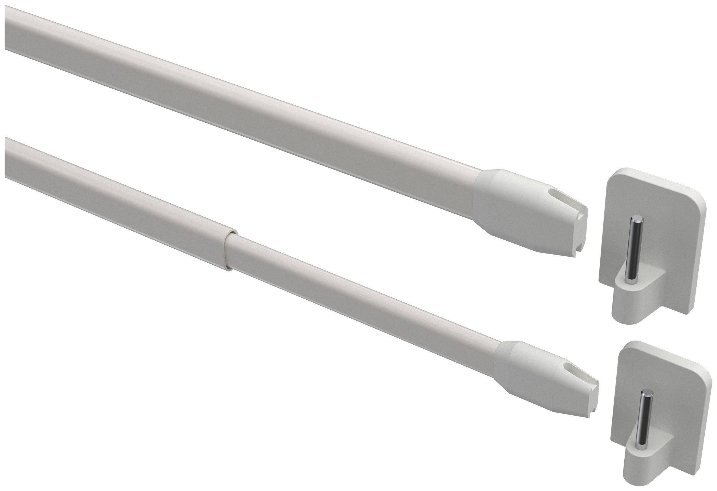 INTERDECO Vitragestange Geno, ausziehbar, Fensterflügel-Montage, Metall, Weiß, 2 Stk / Packung, 10/8