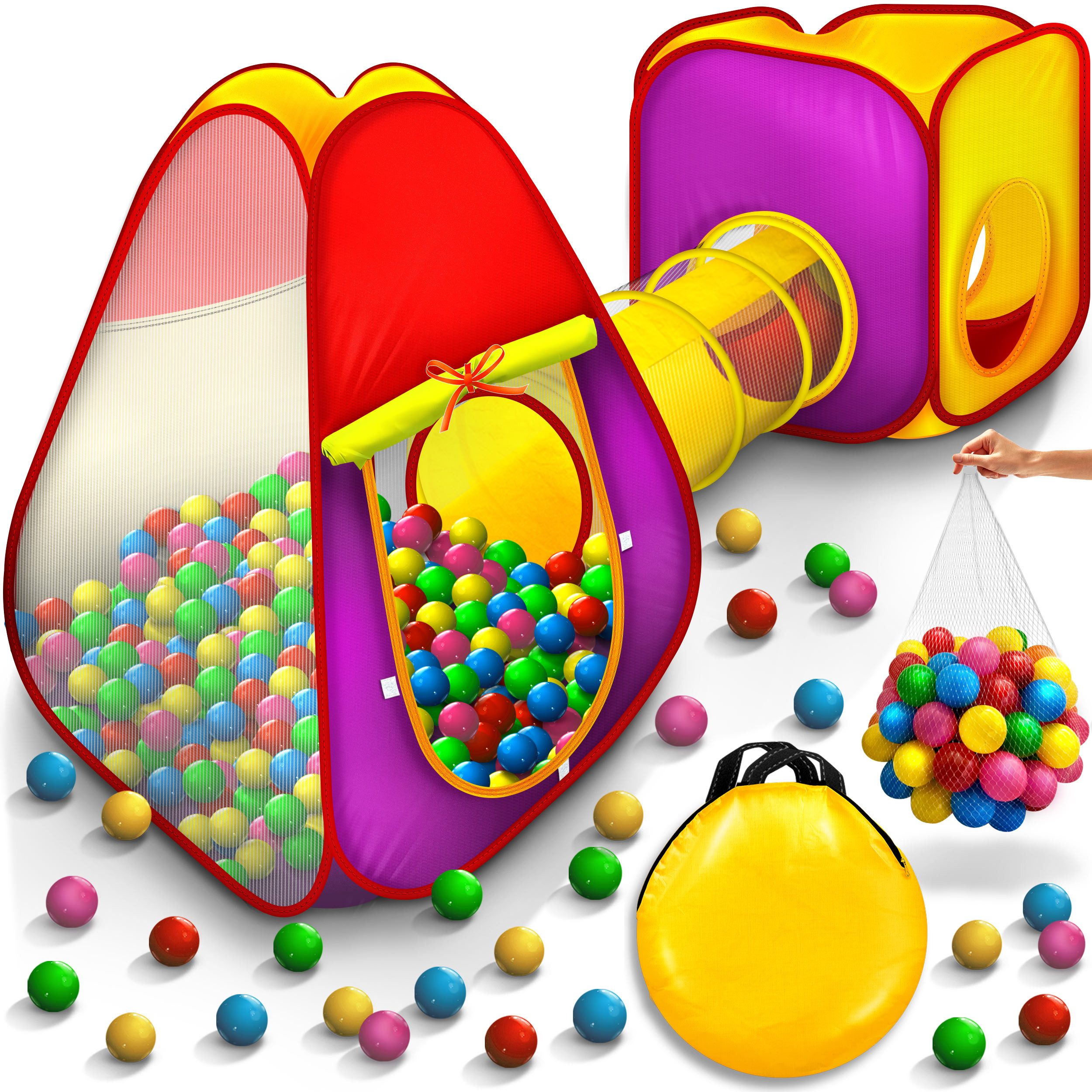 KIDUKU Spielzelt 3-teiliges Bällebad Babyzelt + Krabbeltunnel + 200 Bälle + günstig online kaufen