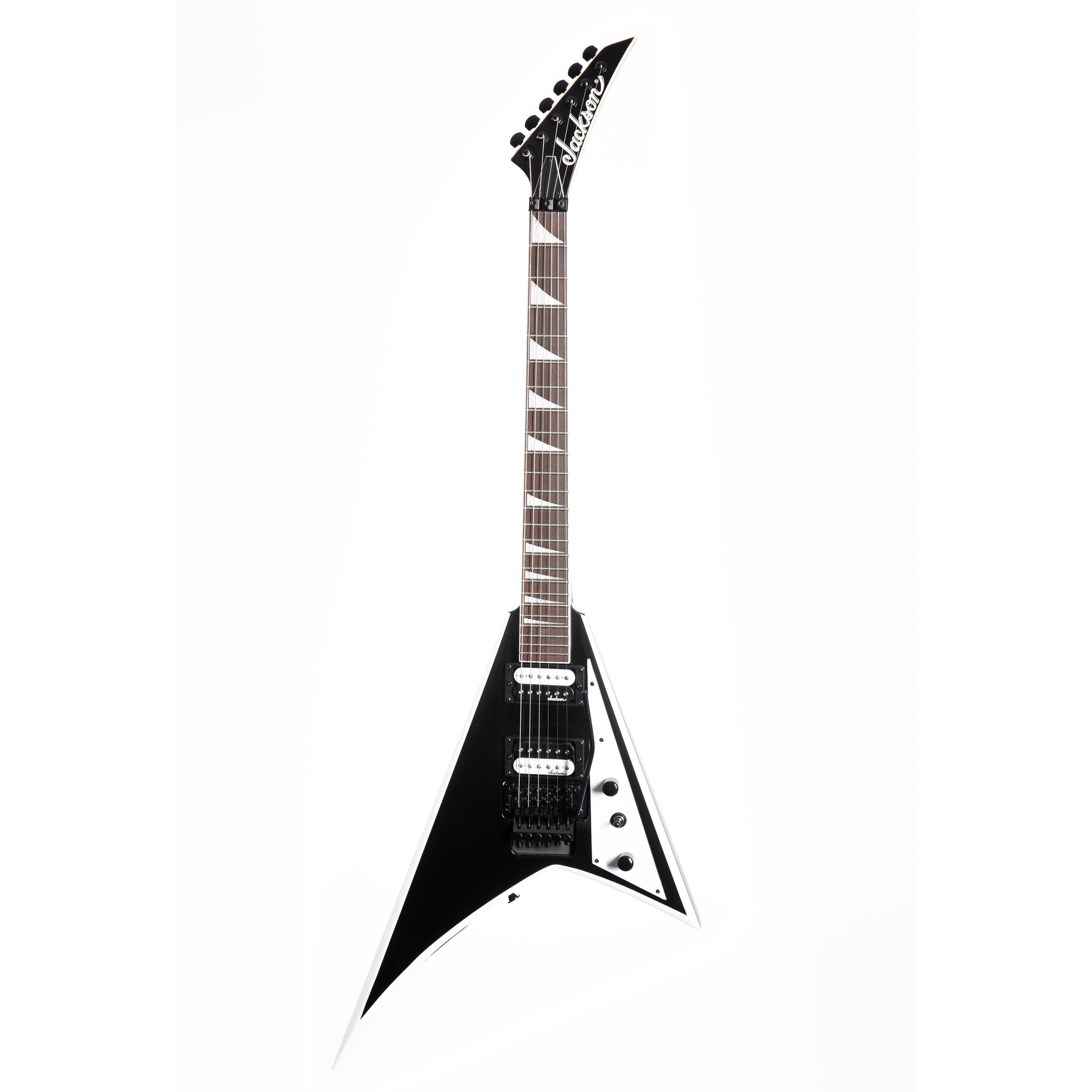 Jackson Spielzeug-Musikinstrument, JS32 Rhoads Bevels White E-Gitarre Black - w