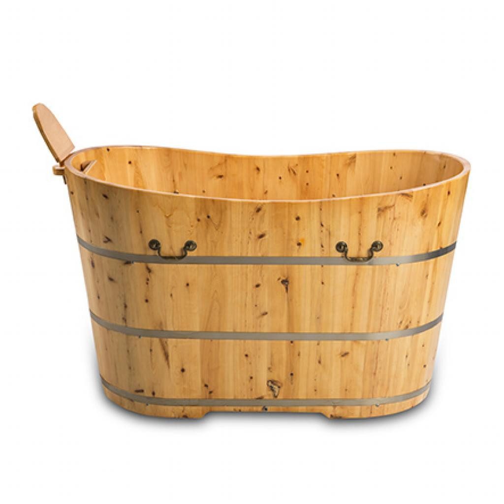 PureHaven Badewanne freistehende Holzbadewanne Bern 120x62cm