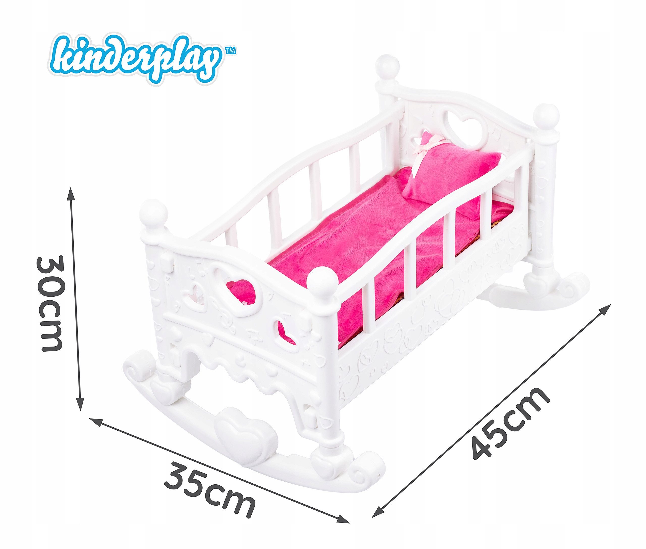 kinderplay Puppenwiege Puppenwiege mit Bettwäsche – 2in1 Schaukelbett – Rollenspielspaß (Set)