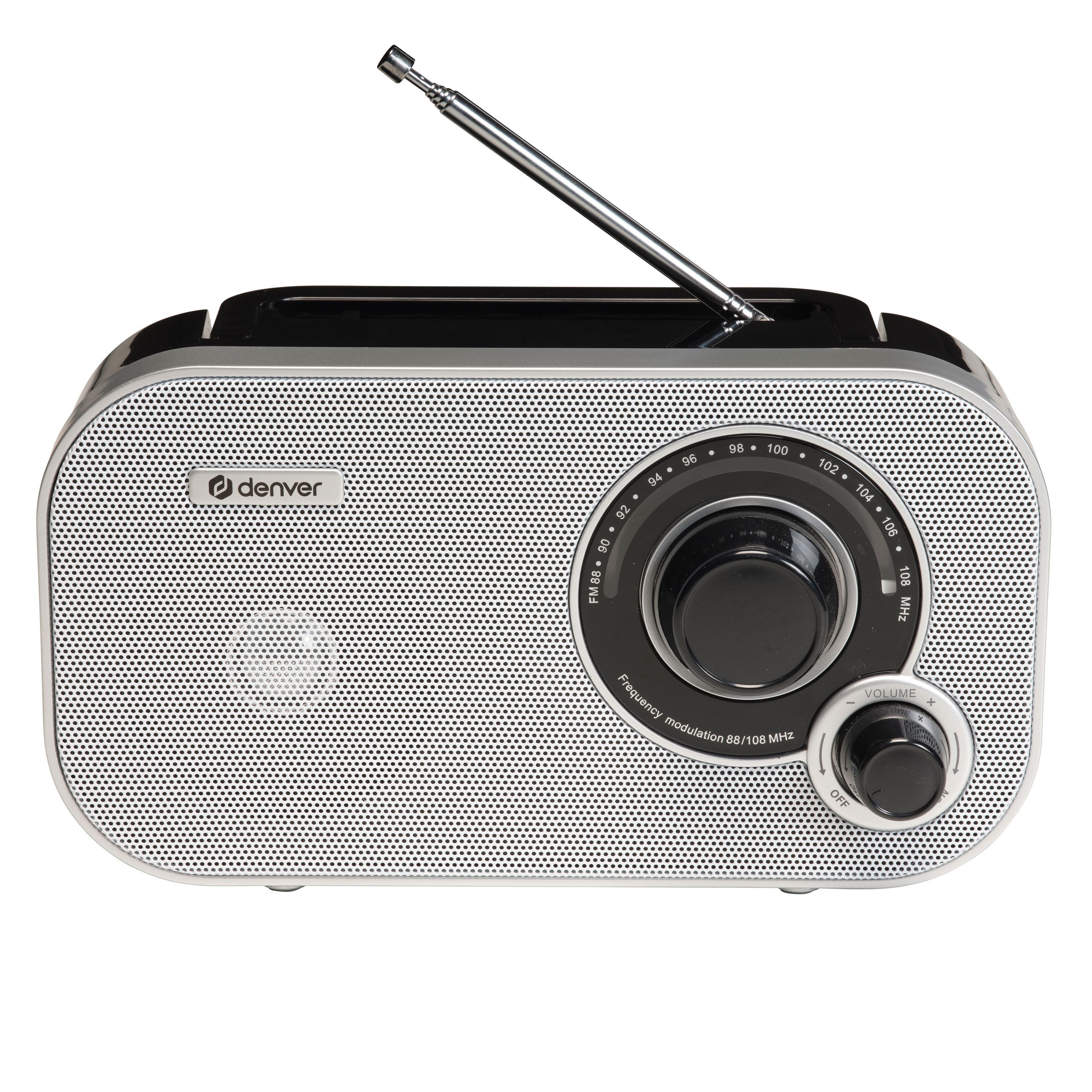 Denver TR-51W Radio (FM-Radio mit analogem Tuning, 1 W, Analoges Tuning, tragbar, wahlweise netzbetrieb oder akkubetrieb)