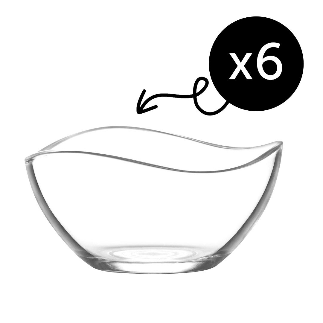 LAV Dessertschale Vira Glasschalen - 310 ml (10 1/2 oz), Glas, (6er-Set, 6-tlg), Geschwungene Form, ideal für Desserts, Snacks, Dips