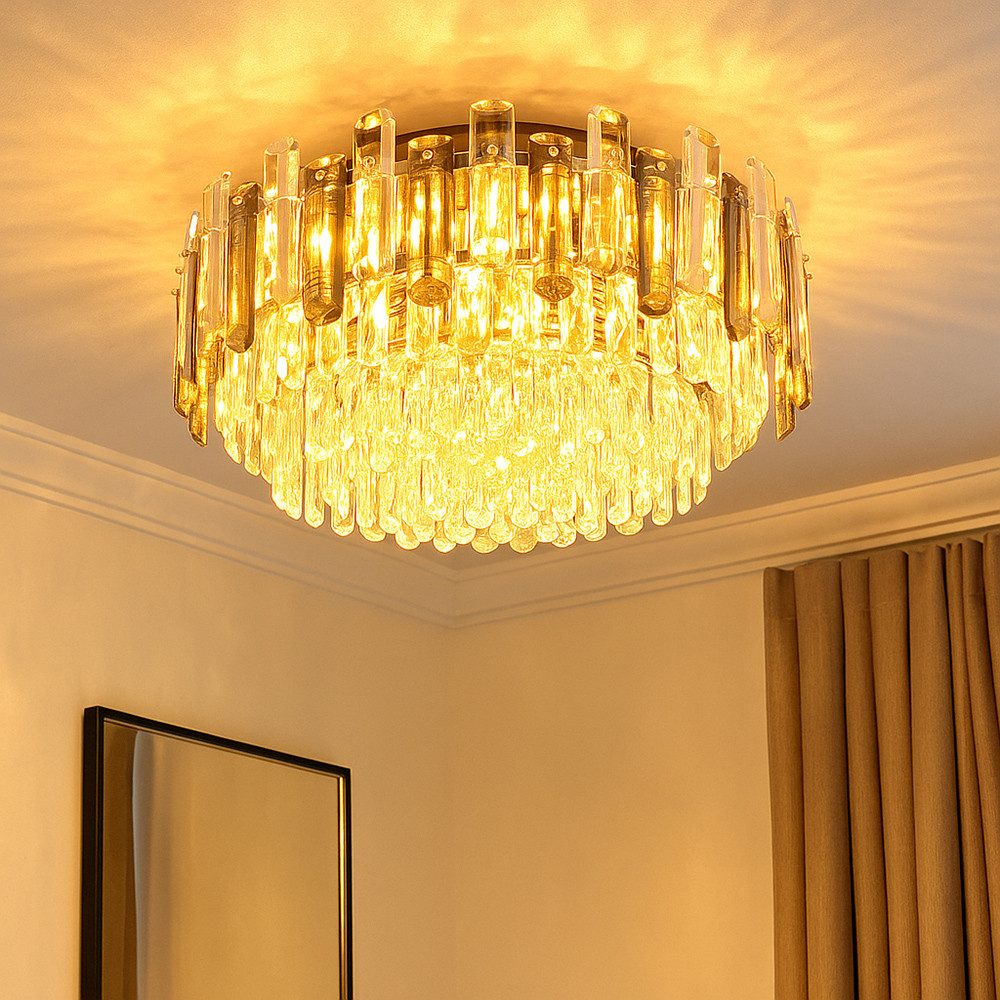 GLOBO LIGHTING Kronleuchter, Leuchtmittel nicht inklusive, Kronleuchter Luster Pendelleuchte Wohnzimmerlampe Lüster Glasstäbe