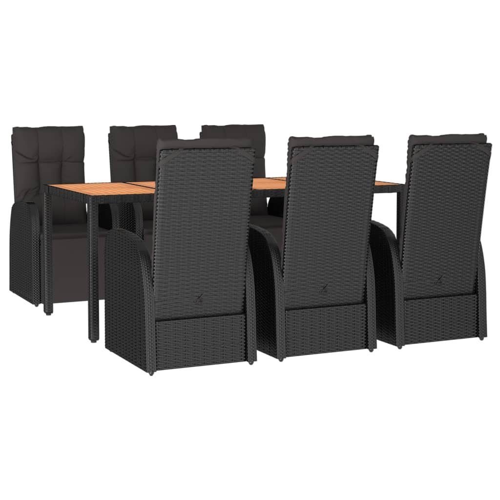 Garten-Essgruppe 7-tlg. Garten-Essgruppe Schwarz Poly Rattan & Massivholz