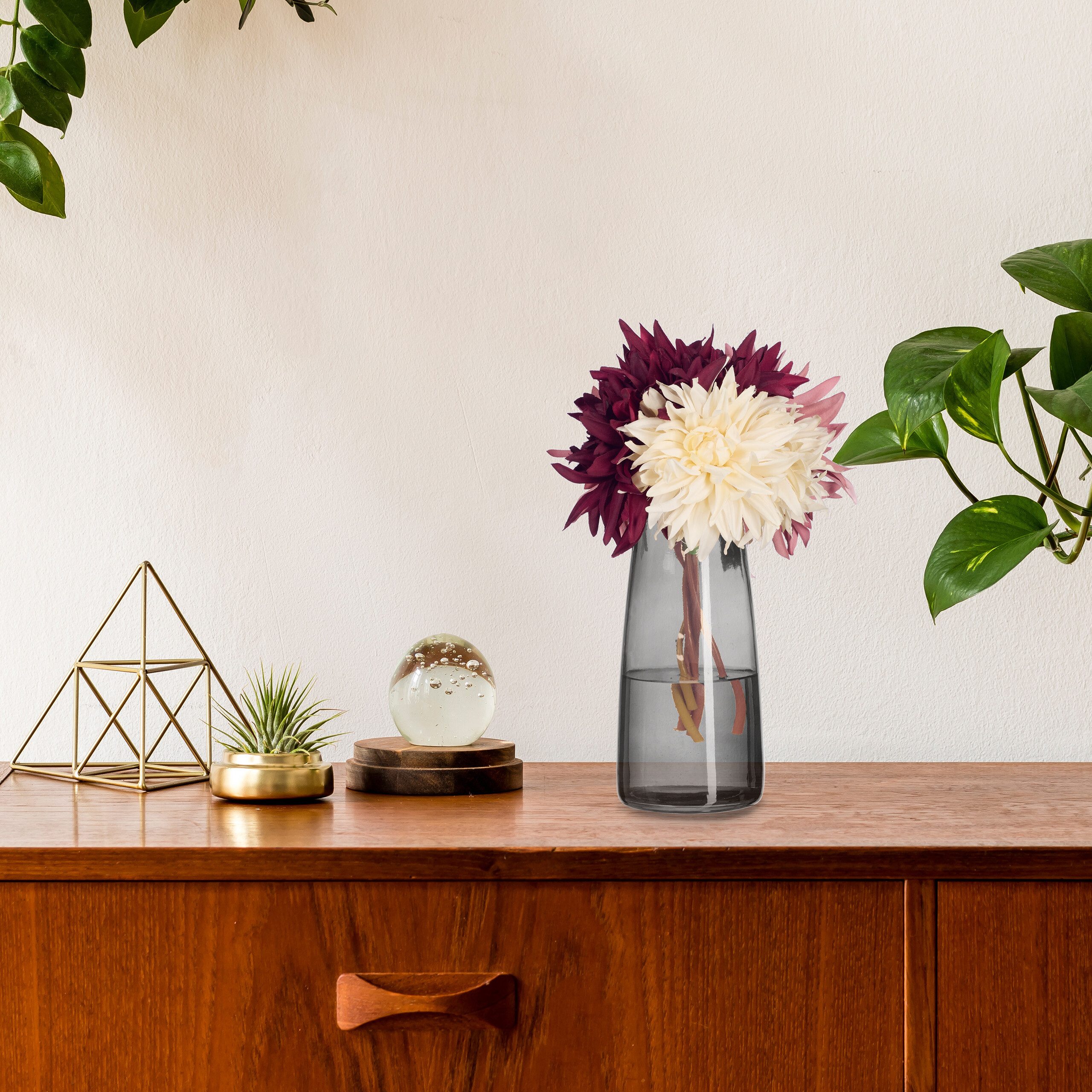 relaxdays Dekovase Vase aus Glas (1 St), grau – Bild 2 von 5
