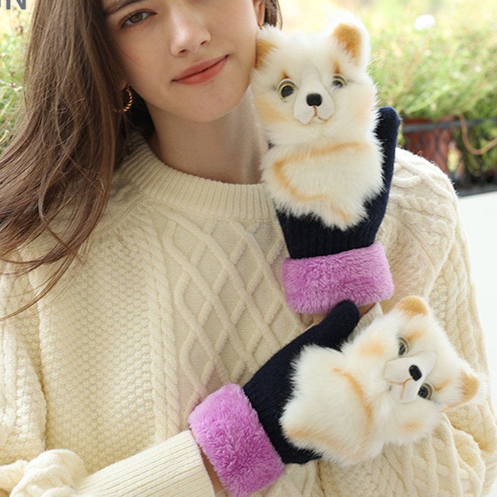 Halten Damen H Winter-Tierhandschuhe Atmungsaktive Blusmart Für Niedliche Warme, Erwachsener Trikot-Handschuhe