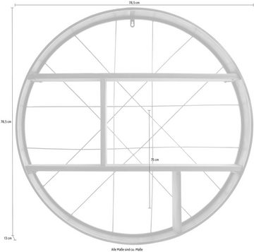 my Flair Wandregal Graeco, Holz & Metall, Runde Form, 2 Ablageböden, fertig montiert