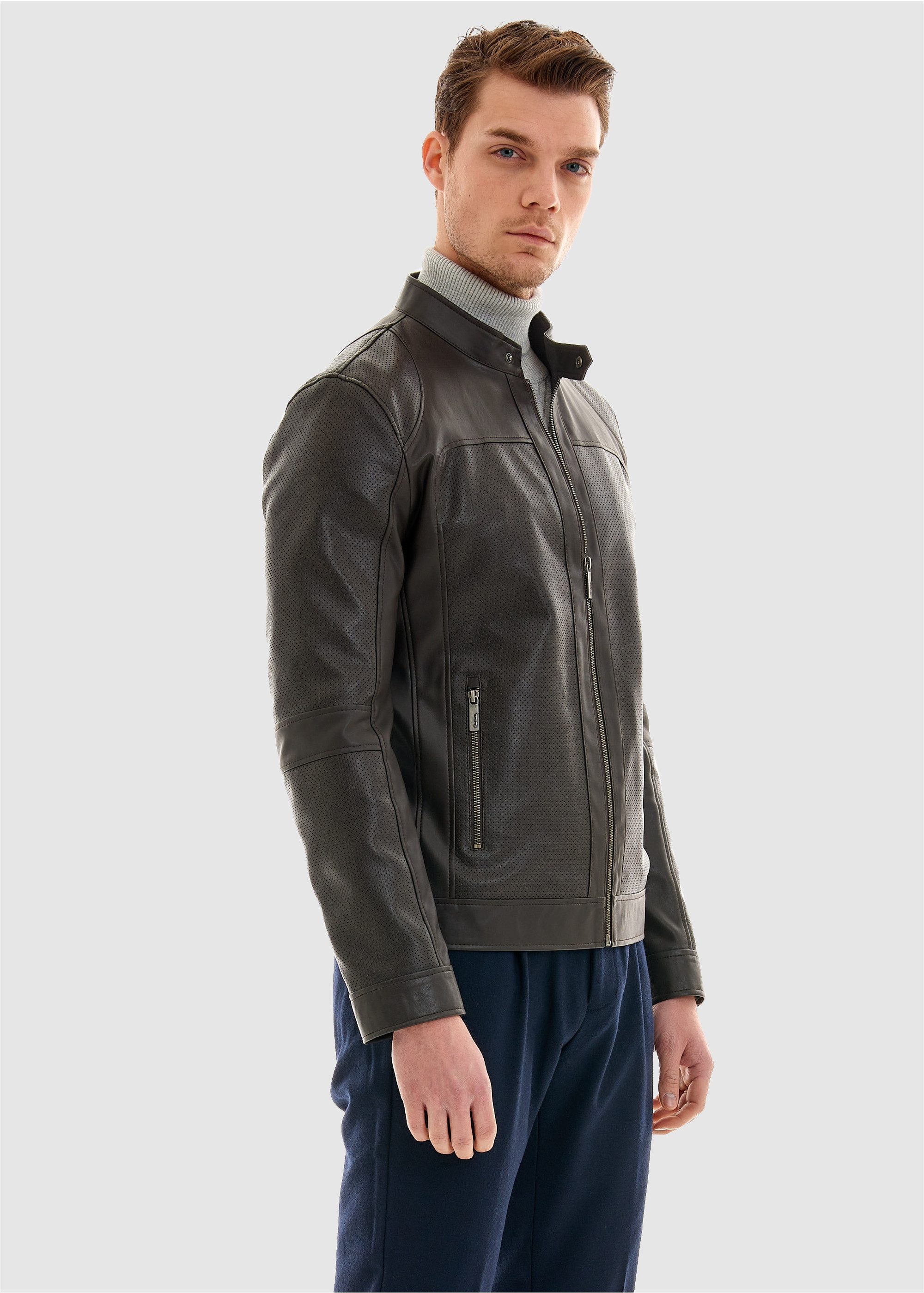 Pierre Cardin Lederimitatjacke im modischen Leder-Look