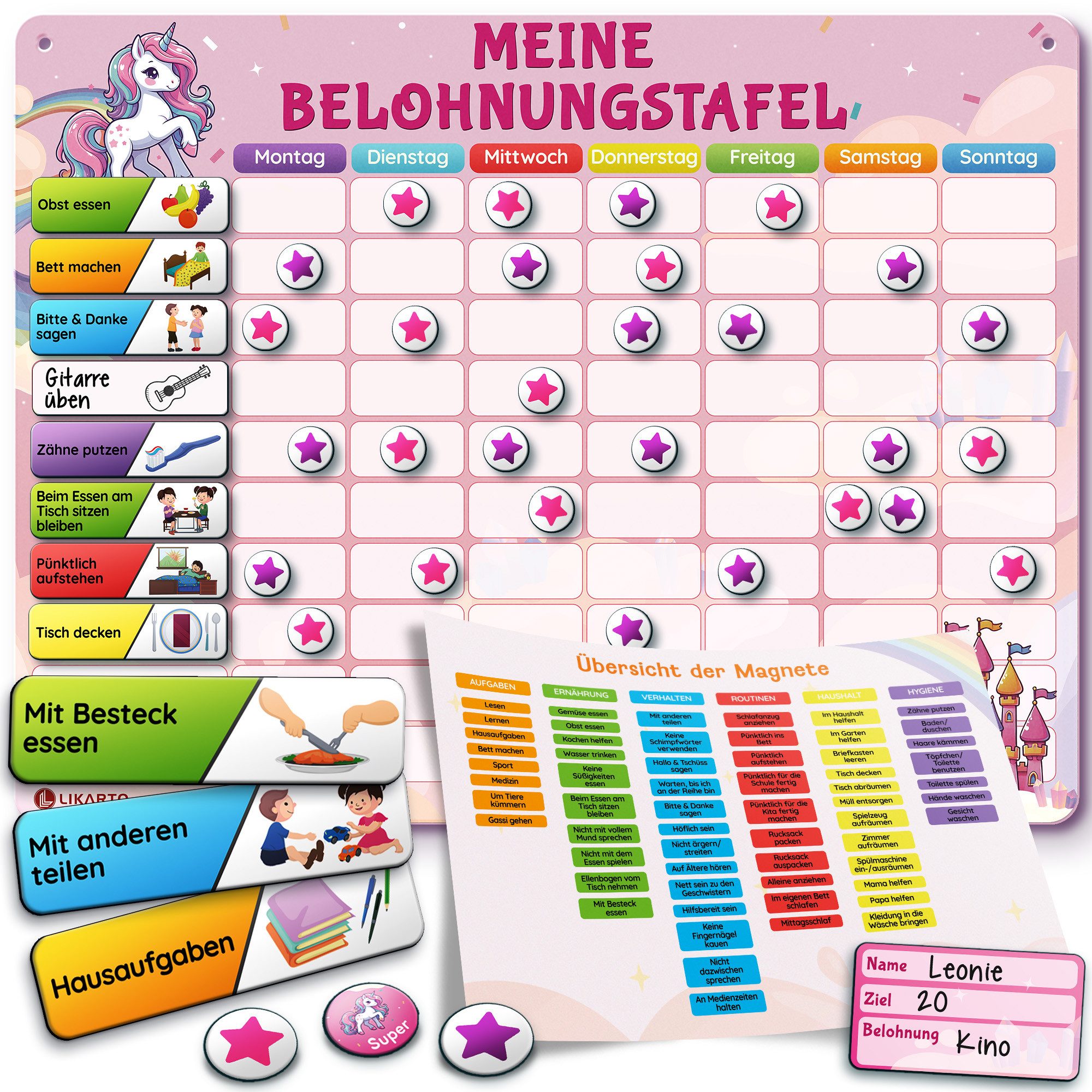 Lernspielzeug Belohnungstafel Kinder - Montessori Aufgabenplaner & Magnettafel