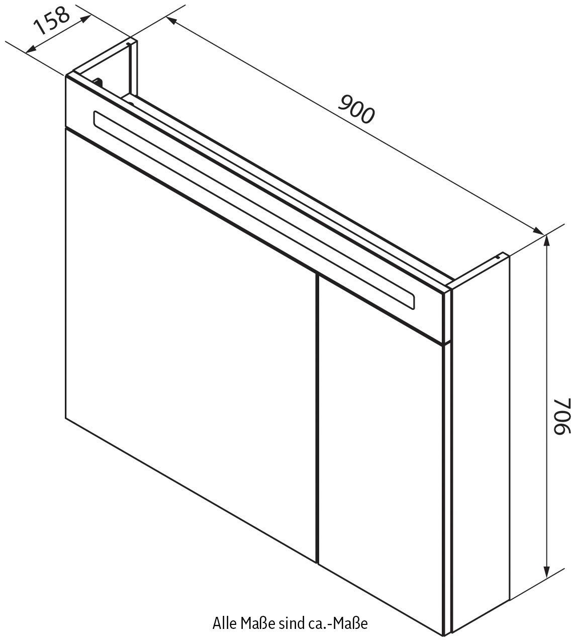 FACKELMANN Spiegelschrank CL Alaska-Esche verspiegelt Türen, cm, 90 - 90 doppelseitig Badmöbel Breite 2