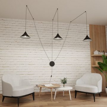 Licht-Erlebnisse Pendelleuchte FLEXIO, ohne Leuchtmittel, Hängelampe mit Stecker Schalter Schwarz Metall Modern Design flexibel