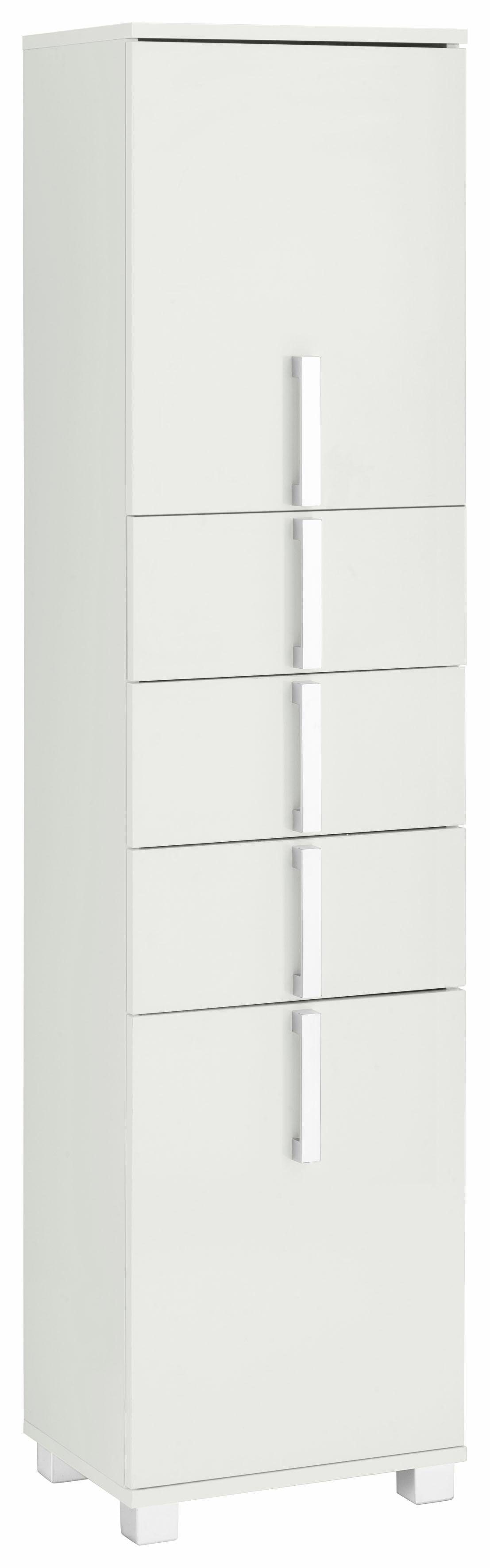 Schildmeyer Hochschrank Kampen Höhe 163,7 glanz mit weiß cm, Türen mit Metallgriffen, Soft-Close-Funktion